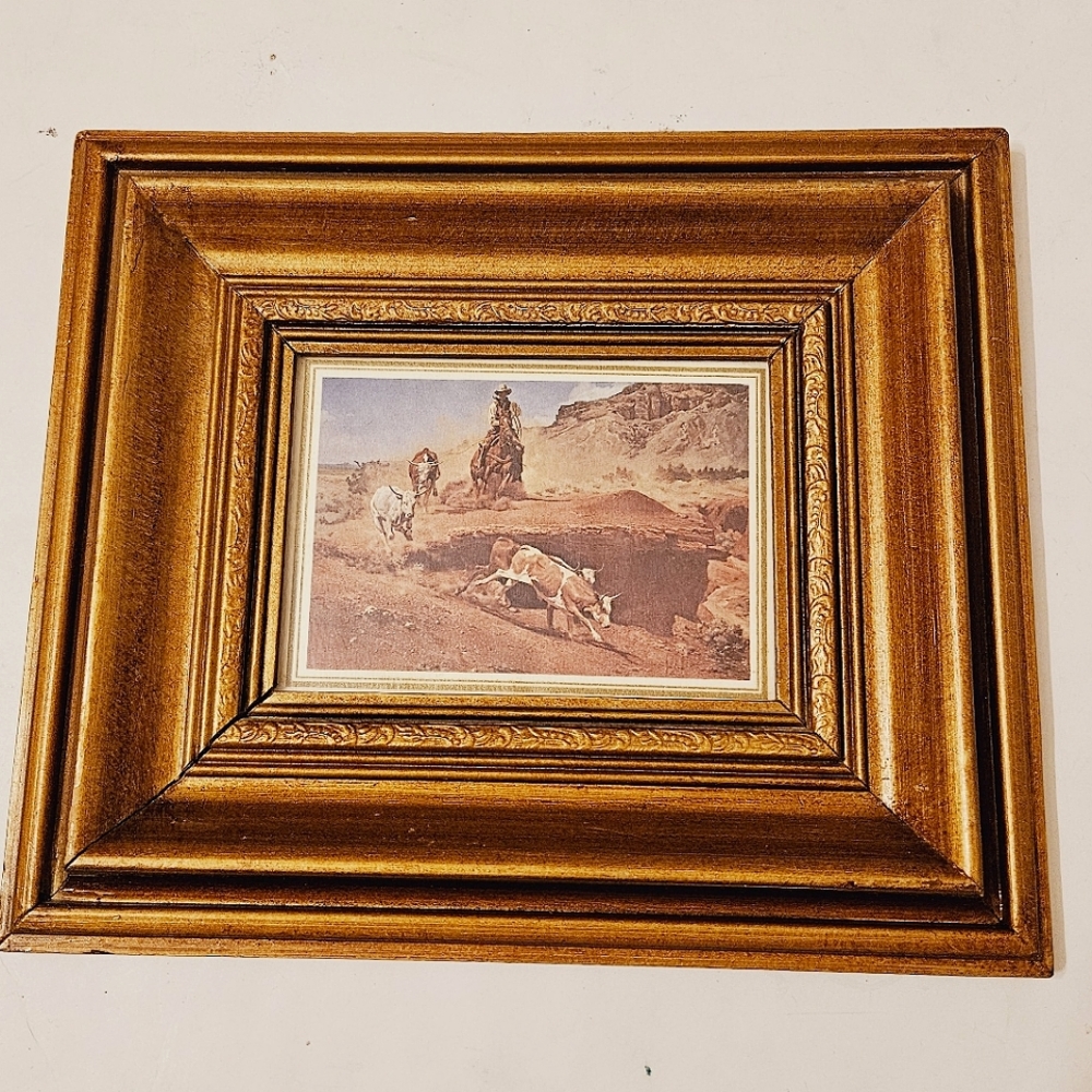 No Place for a Gunsel by Bill Owen Vintage Lithograph Framed Western Cowboy